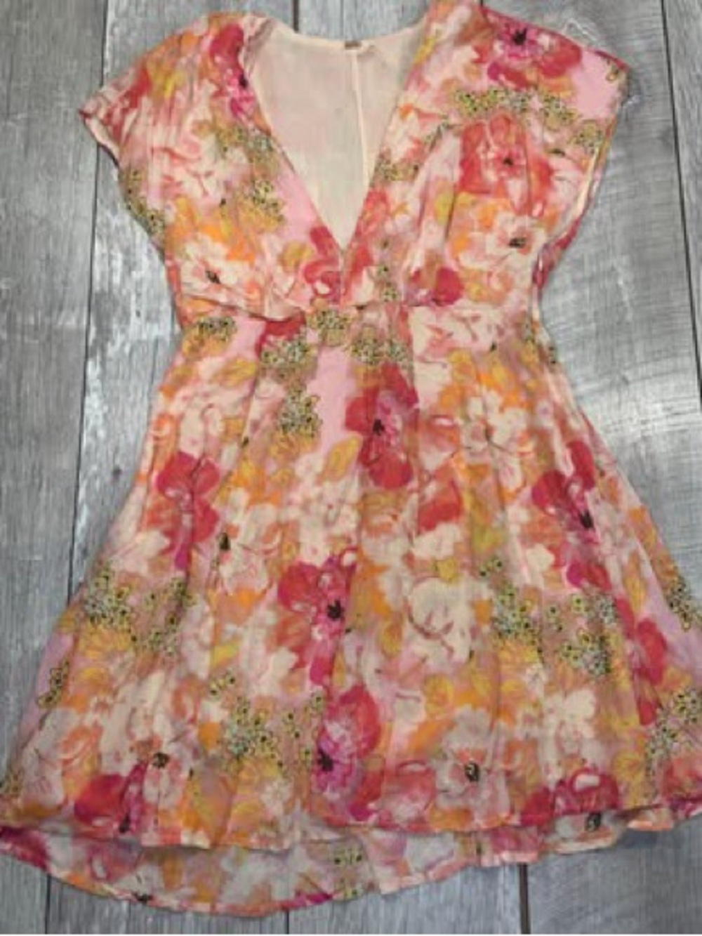 Women’s  Pink Floral V-Neck Party Dress xs